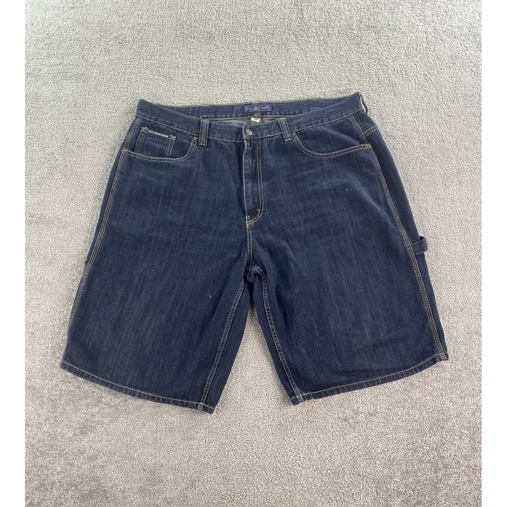 US Polo Assn Shorts Mens 40 Blue Denim Hip Hop Long y2k Carpenter Skater Jorts